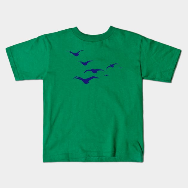 Sailing the Updraft, Blue Kids T-Shirt by GrayArea